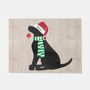 Personalisierter Weihnachtsschwarzer Latexhund Fußmatte