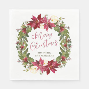 Personalisierter Weihnachtsstern-Weihnachtskranz Serviette