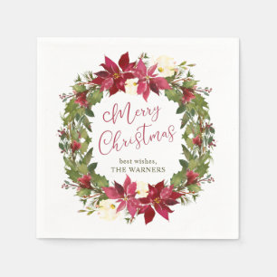 Personalisierter Weihnachtsstern-Weihnachtskranz Serviette