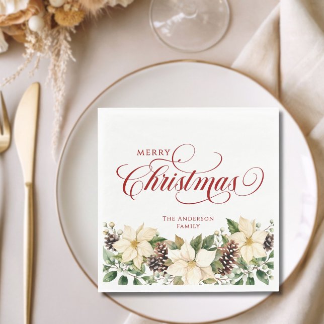 Personalisierter Weihnachtsstern Weiß  Serviette (Von Creator hochgeladen)