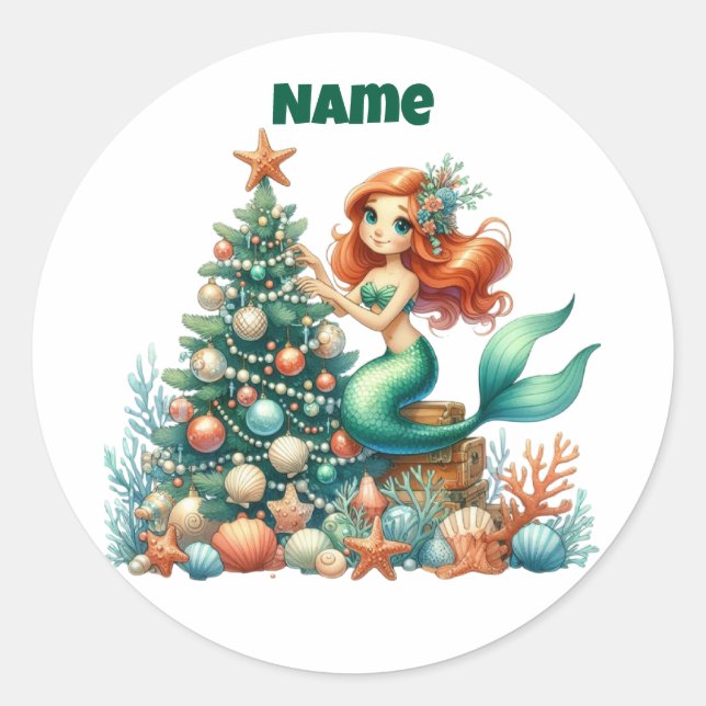 Personalisierter Weihnachtssticker Runder Aufkleber (Vorderseite)