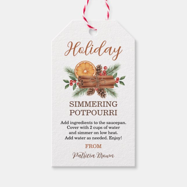 Personalisierter Weihnachtstopf-Potpourri Geschenkanhänger (Vorderseite)
