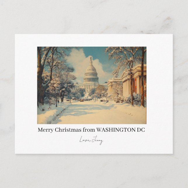 Personalisierter Weihnachtsurlaub in Washington DC Feiertagspostkarte (Vorderseite)