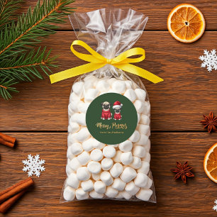 Personalisierter Weihnachtsurlaub Mercosur Pugmas Runder Aufkleber