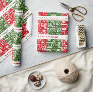 Personalisierter Weihnachtsurlaub wünscht HO! HO! Geschenkpapier