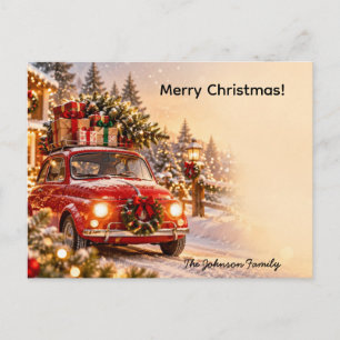 Personalisierter Weihnachtswagen Weihnachtsbaum Postkarte