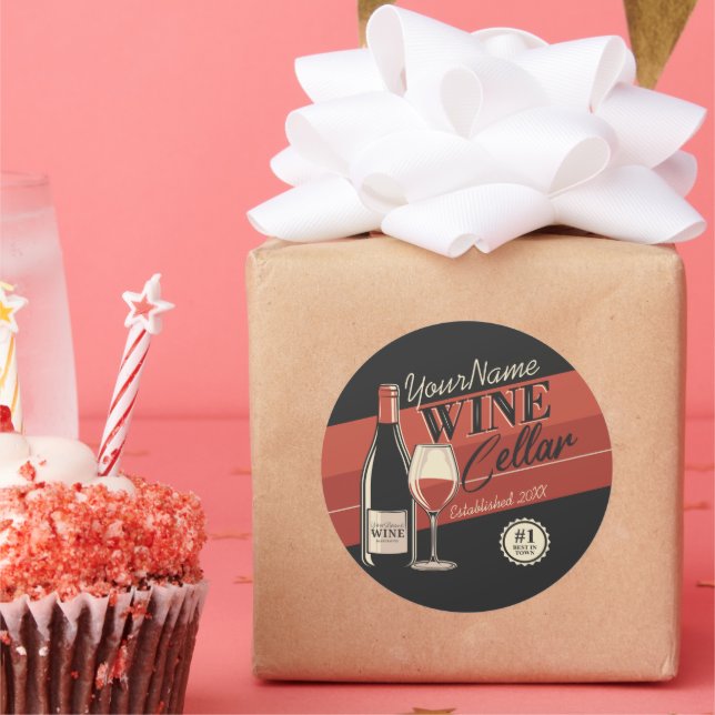 Personalisierter Weinkeller Flaschen Bar Runder Aufkleber (Party)