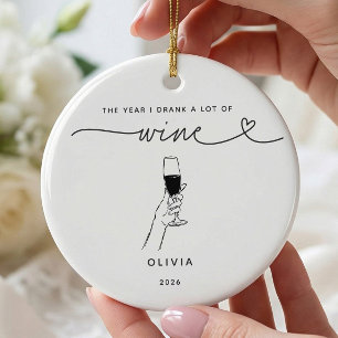 Personalisierter Weinliebhaber-Weihnachtsschmuck Keramik Ornament