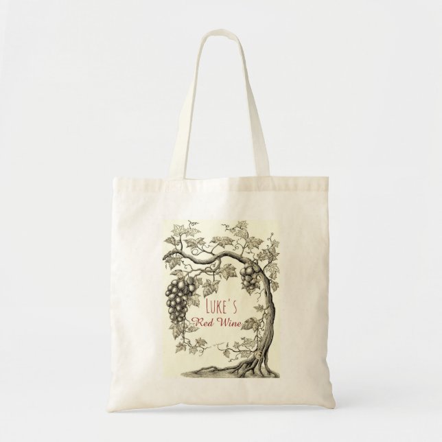 Personalisierter Weintraum Roter Weinbaum Tragetasche (Vorne)