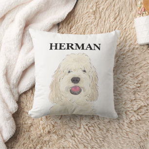 Personalisierter Weißcreme-Doodle-Hund Kissen