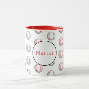 Personalisierter weißer Baseball mit roter Sticker Tasse