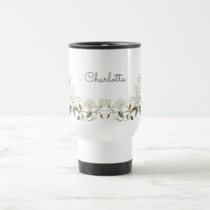 Personalisierter weißer Blumenbecher, eleganter be Reisebecher
