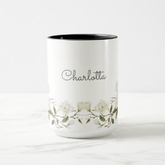Personalisierter weißer Blumenbecher, eleganter be Tasse