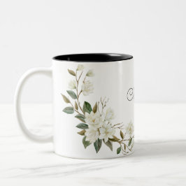 Personalisierter weißer Blumengrüße-Mug, eleganter Zweifarbige Tasse