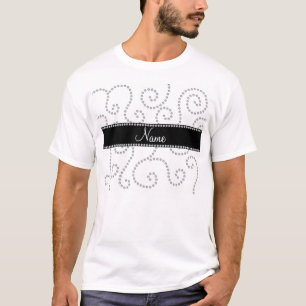 Personalisierter weißer Diamant-NamensWirbel T-Shirt