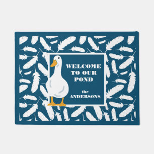 Personalisierter weißer Duck und Feathers Fußmatte