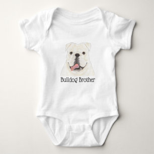 Personalisierter Weißer Englischer Bulldogge Hund Baby Strampler