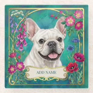 Personalisierter Weißer Französischer Bulldogge Te Glasuntersetzer