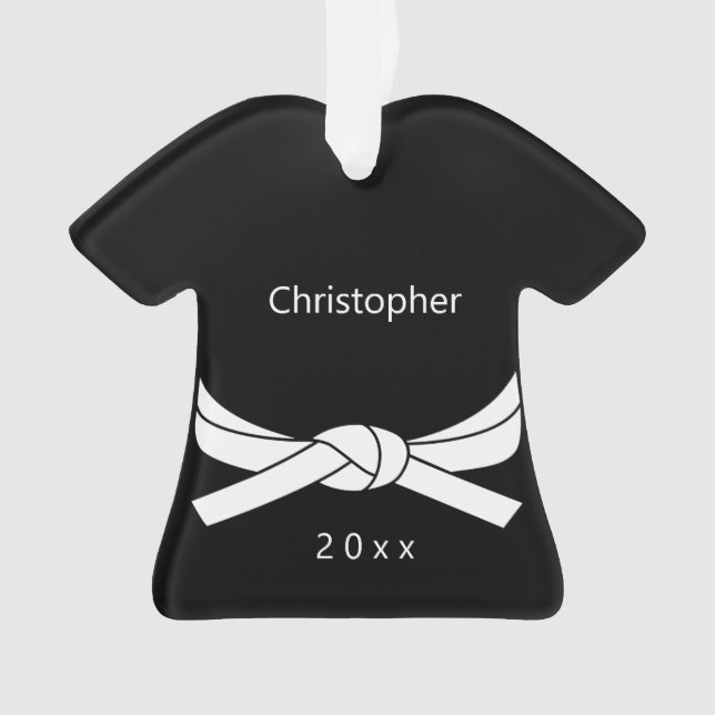 Personalisierter Weißer Gürtel Ornament (Vorderseite)