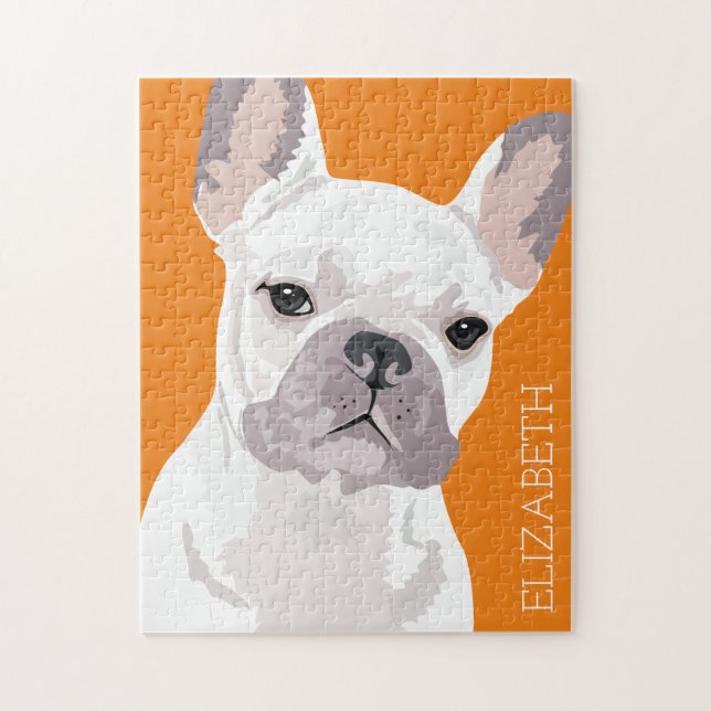 Personalisierter Weißer Hund Puzzle (Vertikal)