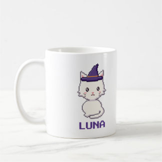 Personalisierter weißer Katzen-Halloween-Becher Kaffeetasse
