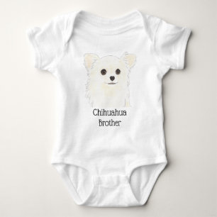 Personalisierter Weißer Langhaar Chihuahua Hund Baby Strampler