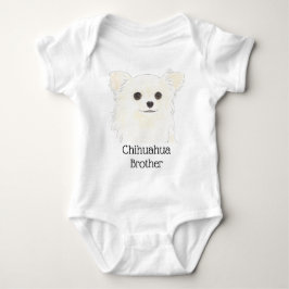 Personalisierter weißer, langhaariger Chihuahua Hu Baby Strampler
