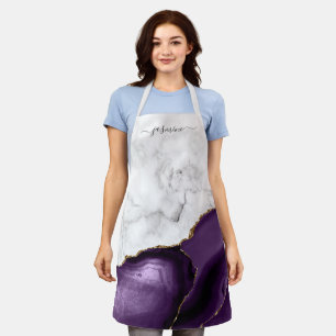 Personalisierter weißer Marmor Lila Goldgräber Schürze