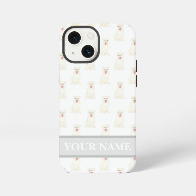 Personalisierter Weißer Mops-Hund  iPhone Hülle (Rückseite)