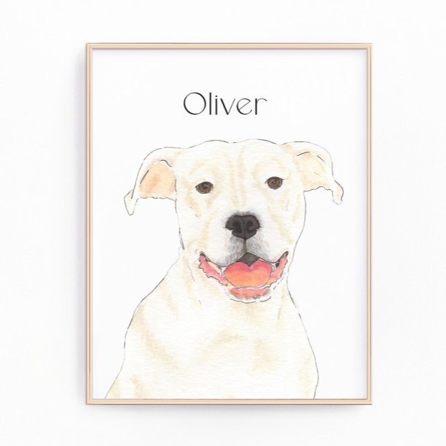 Personalisierter weißer Pitbull Fotodruck (Von Creator hochgeladen)