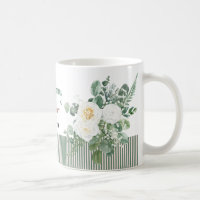 Personalisierter weißer Rosen-Blumenbecher, elegan