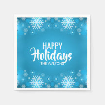 Personalisierter, weißer Schneeflocken Happy Holid