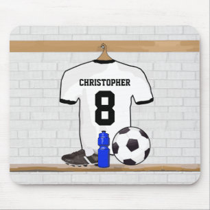 Personalisierter weißer schwarzer Fußball-Fußba Mousepad