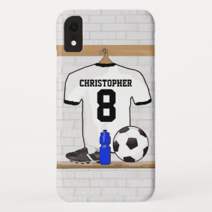 Personalisierter weißer schwarzer Fußball-Fußball Case-Mate iPhone Hülle