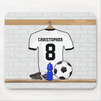 Personalisierter weißer schwarzer Fußball-Fußball Mousepad