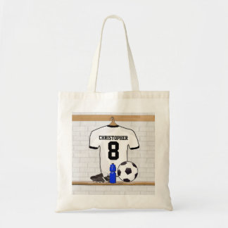 Personalisierter weißer schwarzer Fußball-Fußball Tragetasche