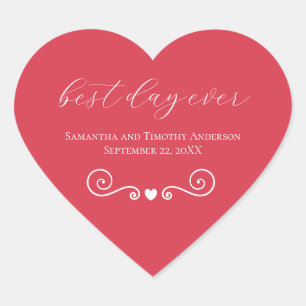 Personalisierter, weißer Tag je Herz-Aufkleber