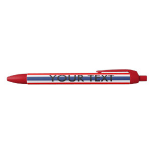 Personalisierter, weißer und blau gestreifter Pen Kugelschreiber