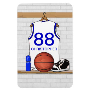 Personalisierter weißer und blauer Basketball Magnet