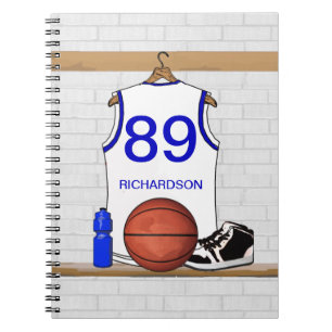 Personalisierter weißer und blauer Basketball Notizblock