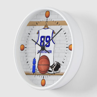 Personalisierter weißer und blauer Basketball Uhr