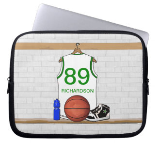 Personalisierter weißer und grüner Basketball Laptopschutzhülle
