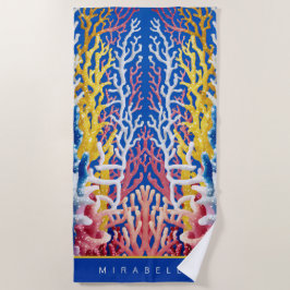 Personalisierter weißer und rosafarbener Ozean Strandtuch