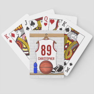 Personalisierter weißer und roter Basketball Spielkarten