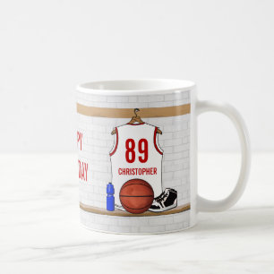 Personalisierter weißer und roter Basketball Tasse
