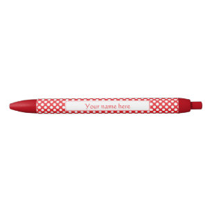Personalisierter weißer und roter Polka-Dot Kugelschreiber