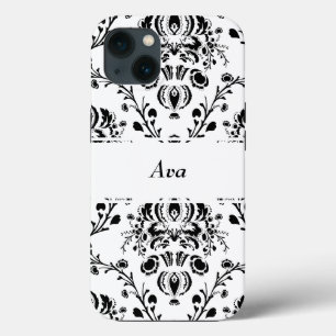 Personalisierter weißer und schwarzer Damast Case-Mate iPhone Hülle
