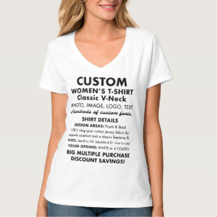 Personalisierter weißer V-Neck-T - Shirt für Fraue