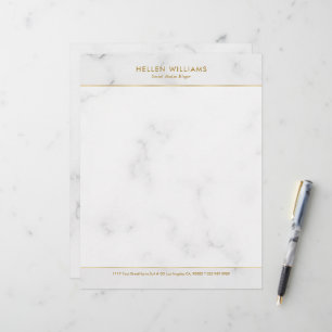 Personalisierter Weißmarbelgoldstrichakzent Briefbogen