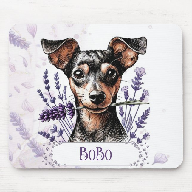 Personalisierter Welpe – Min Pin Mousepad (Vorne)